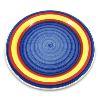 MS IMPORTS DINNER PLATER BLUE/YELLOW CIRCLE PATTERN 