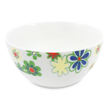 MS IMPORTS SOUP BOWL W/GREEN+BLUE FLOWERS 