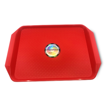 ESSENTIALS RED PLASTIC SERVING TRAY 