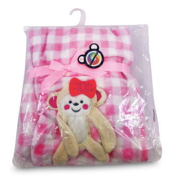 MS IMPORTS PLUSH BABY BLANKET W/MONKEY 