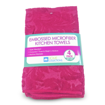 HOME COLLECTIONS EMBOSSED MICROFIBER KITCHEN TOWELS 4PCS 
