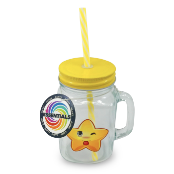 ESSENTIALS YELLOW GLASS MASON JAR 